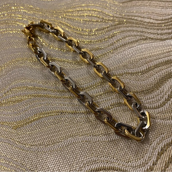 Set of 2 💛 Two-tone Bow Heart Earring Chain Link Bracelet Dual Tone Plated Steel - Picture 9 of 10